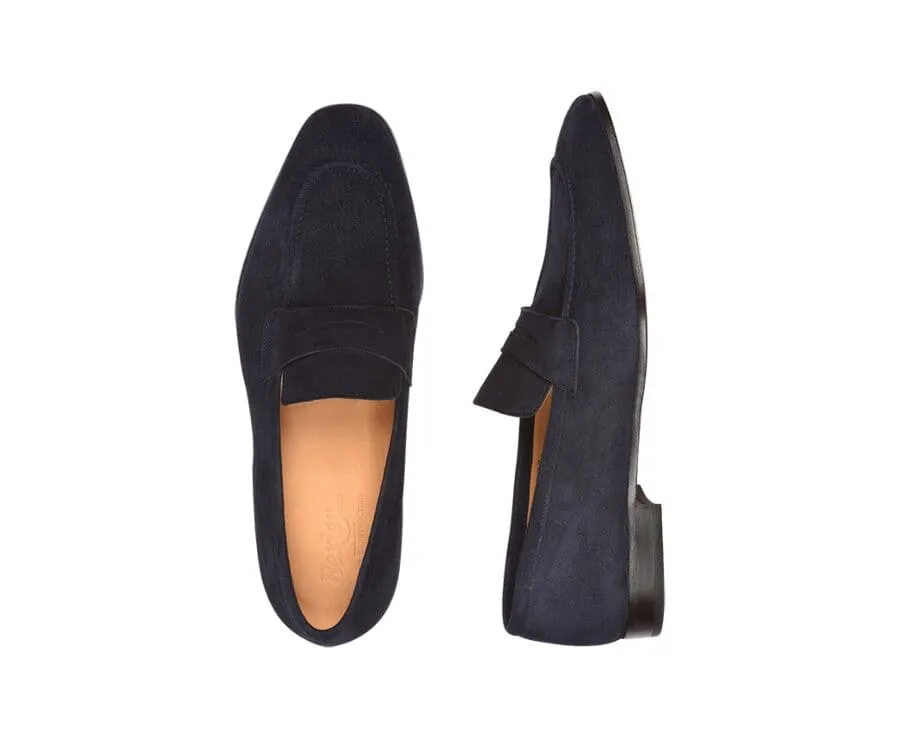 Navy Suede Loafers - BRIONE