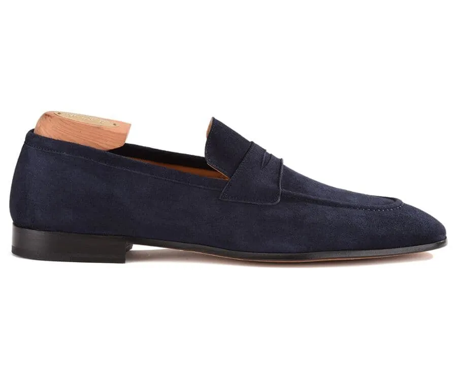 Navy Suede Loafers - BRIONE