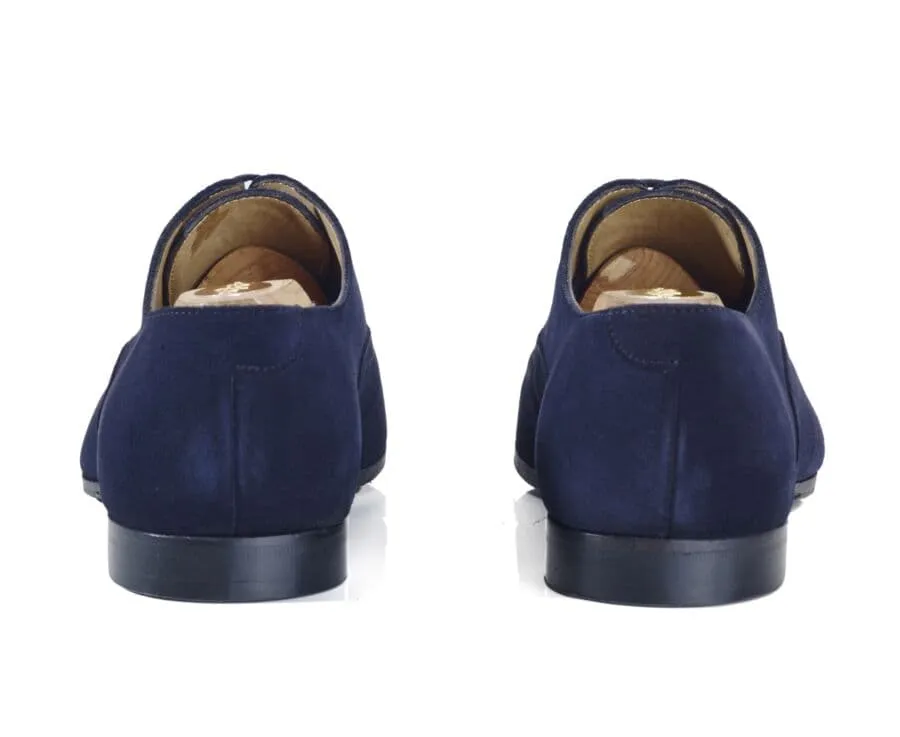 Navy suede Oxford shoes - Leather outsole &amp; rubber pad - STRESA PATIN