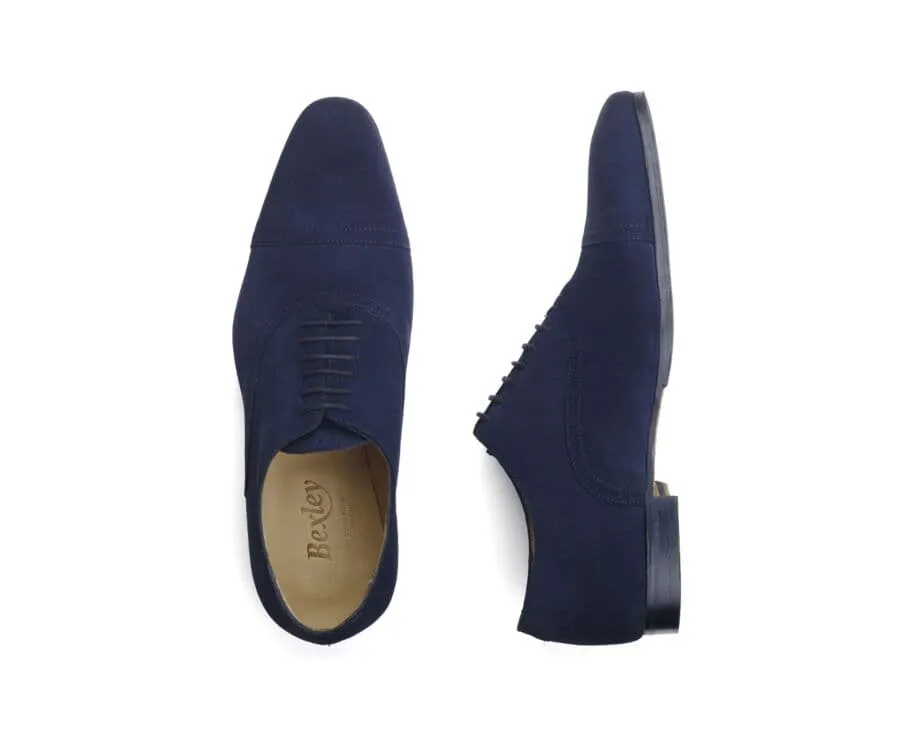 Navy suede Oxford shoes - Leather outsole &amp; rubber pad - STRESA PATIN