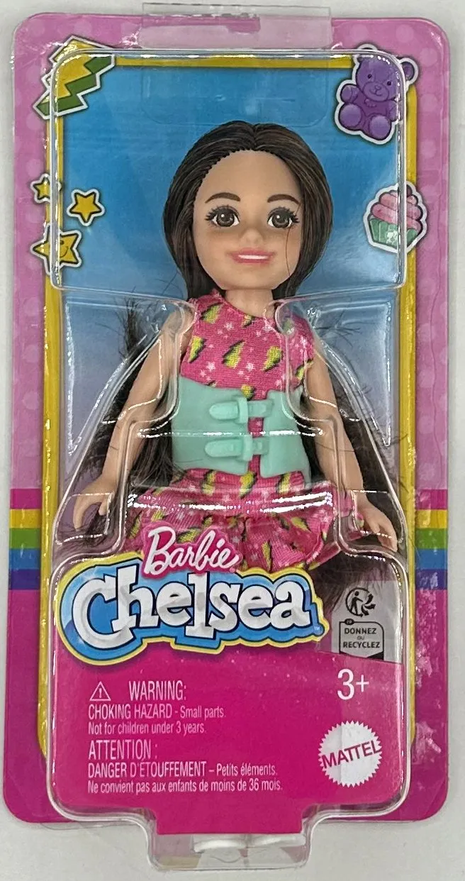 New Arrival | 6" Brunette Chelsea Doll-Removable Back Brace and Pink Dress