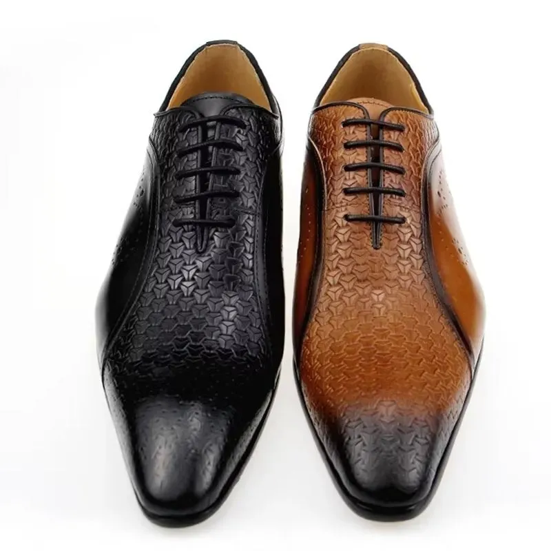 Opulent Leather LuxeBrogue Wedding Oxfords