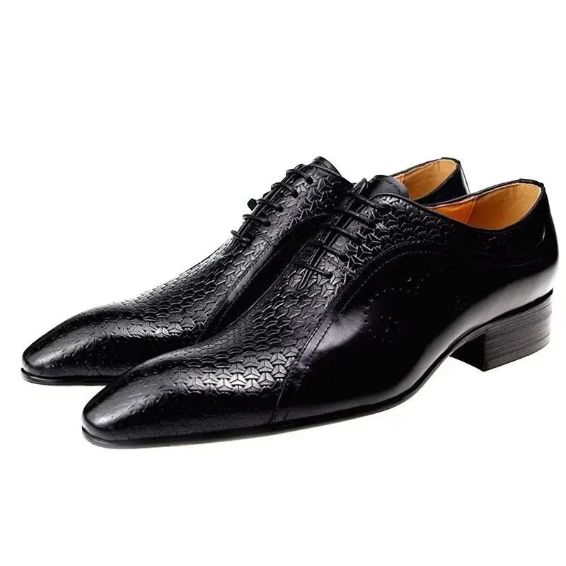 Opulent Leather LuxeBrogue Wedding Oxfords