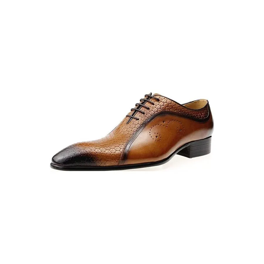 Opulent Leather LuxeBrogue Wedding Oxfords