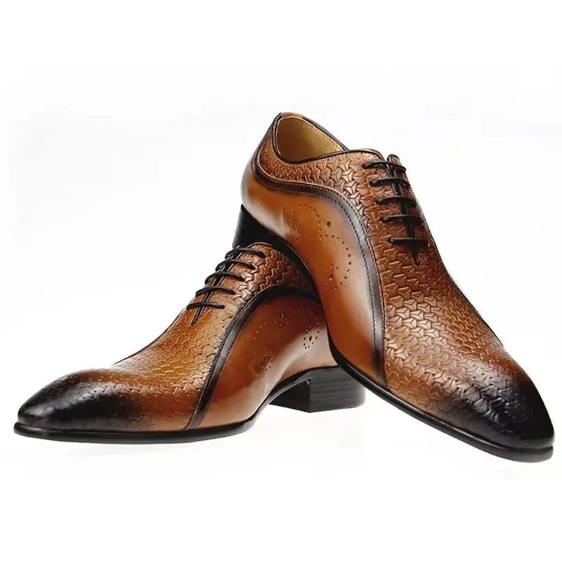 Opulent Leather LuxeBrogue Wedding Oxfords