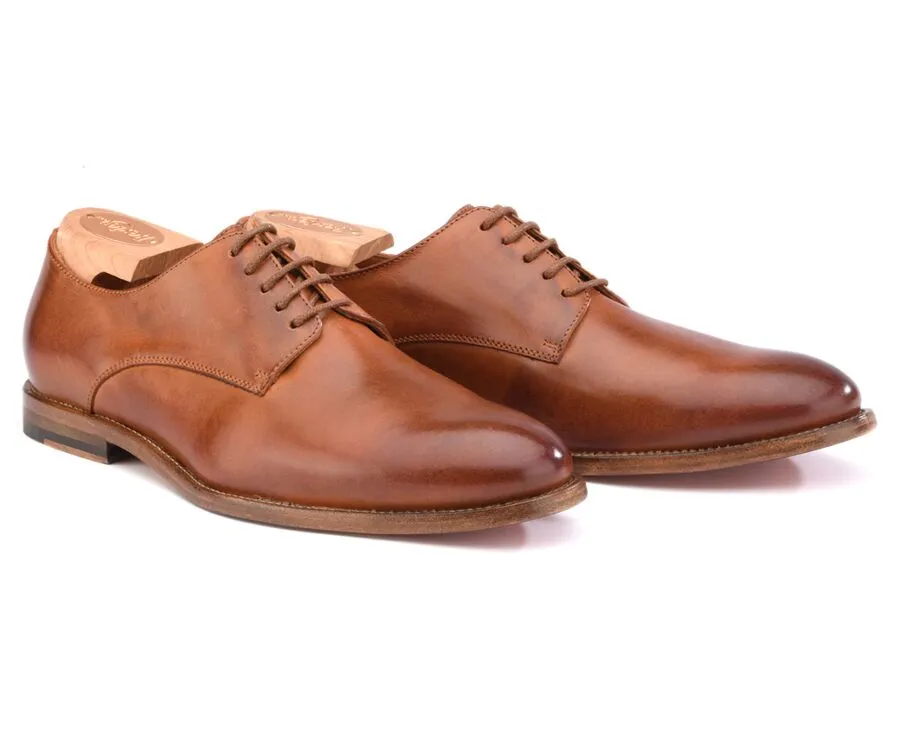 Patina Chestnut Derby Shoes - Leather outsole - HILPERTON