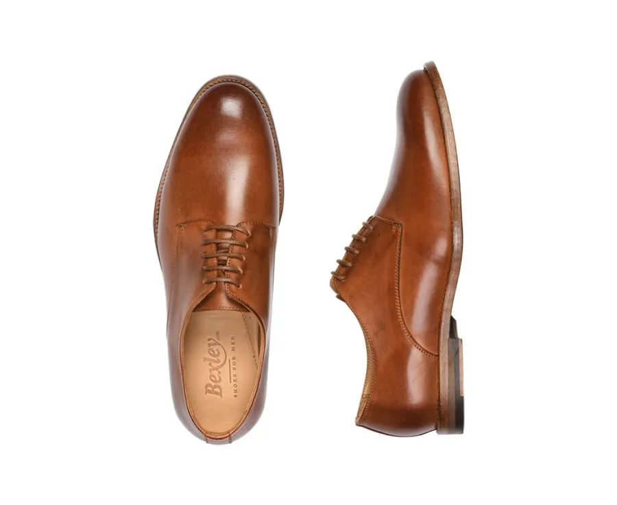 Patina Chestnut Derby Shoes - Leather outsole - HILPERTON