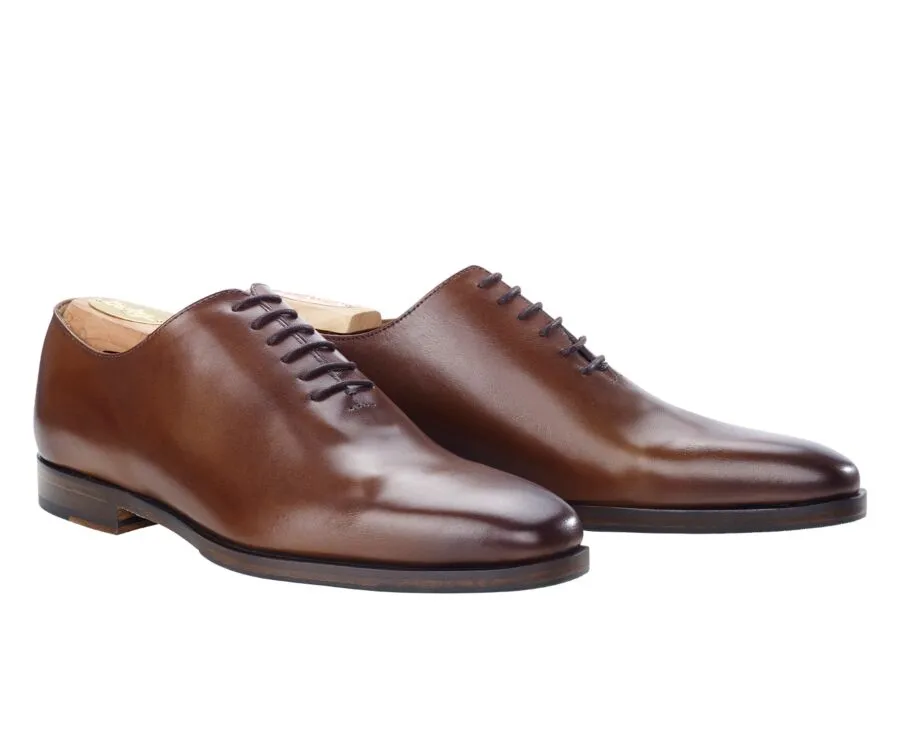 Patina Chestnut Men&#039;s Oxford shoes - Leather sole with pad - BELLAGIO PATIN