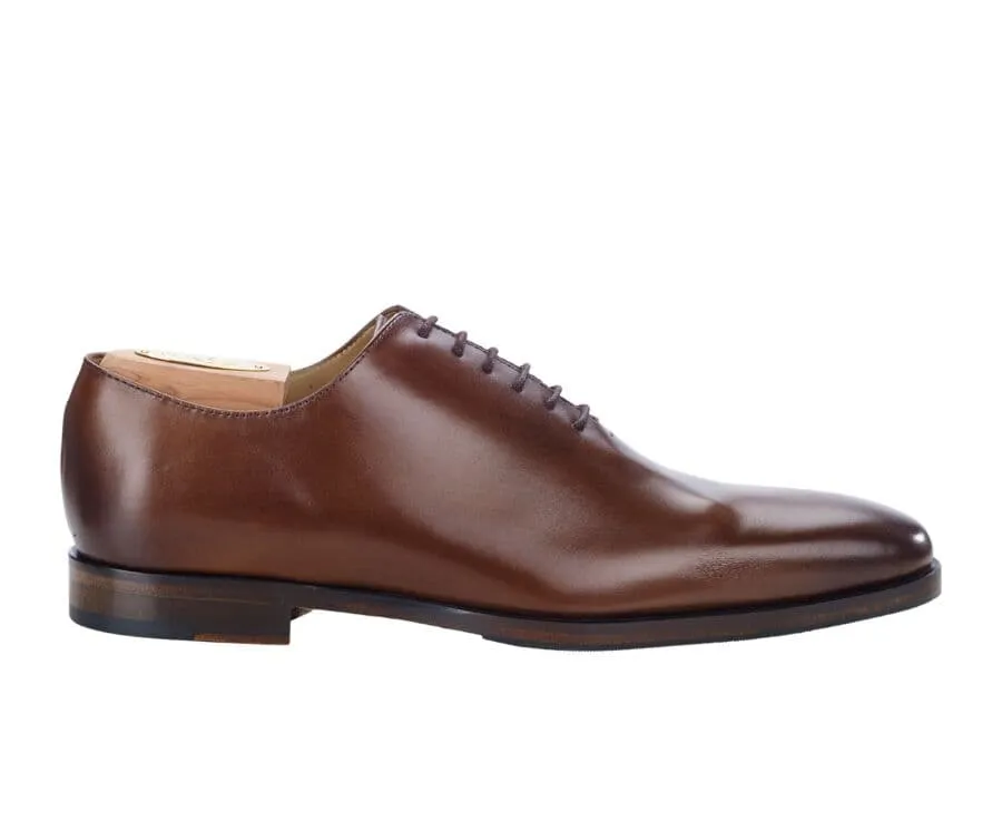 Patina Chestnut Men&#039;s Oxford shoes - Leather sole with pad - BELLAGIO PATIN