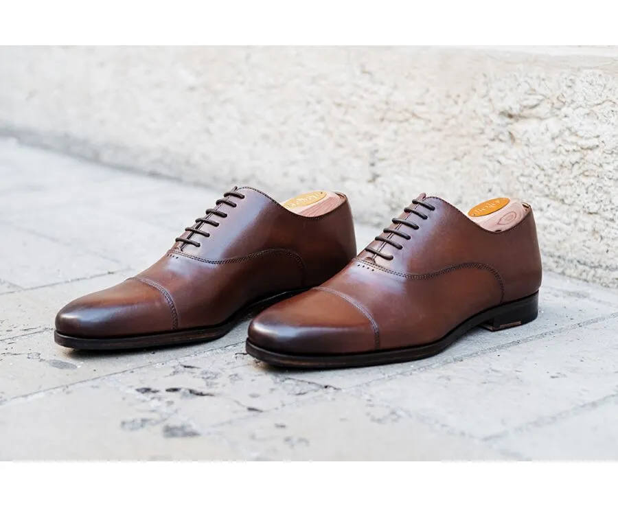 Patina Chestnut Oxford shoes - Leather outsole &amp; rubber pad - SPEZIA II PATIN