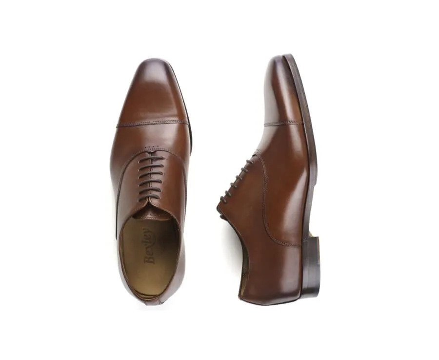 Patina Chestnut Oxford shoes - Leather outsole &amp; rubber pad - SPEZIA II PATIN