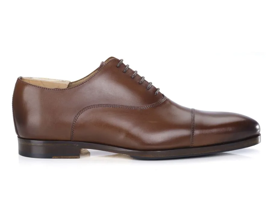 Patina Chestnut Oxford shoes - Leather outsole &amp; rubber pad - SPEZIA II PATIN