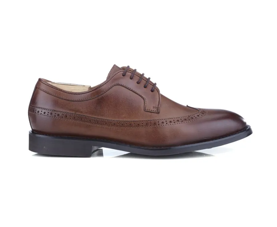 Patina Chocolate Derby Shoes - BESFORD GOMME CITY