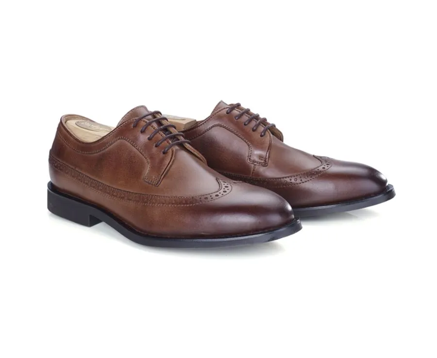 Patina Chocolate Derby Shoes - BESFORD GOMME CITY