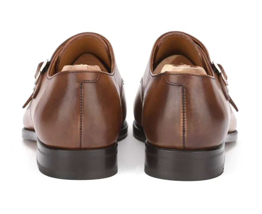 Patina Cognac double Buckle Shoes - CHIGWELL