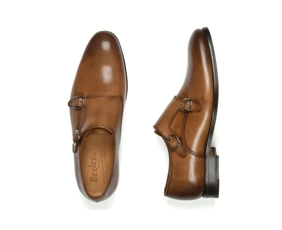 Patina Cognac double Buckle Shoes - CHIGWELL