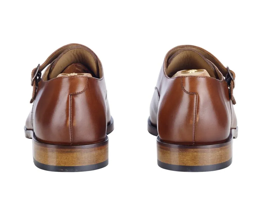 Patina Cognac Leather Buckle Shoes - GREYDALE PATIN