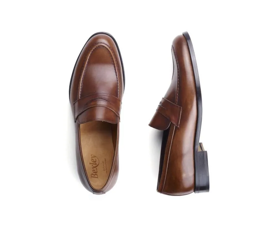 Patina Cognac leather men&#039;s loafers - DIXTON