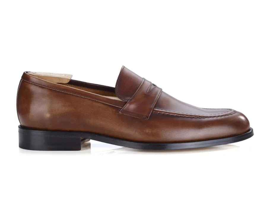 Patina Cognac leather men&#039;s loafers - DIXTON