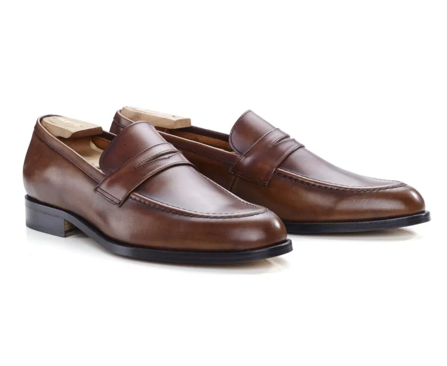 Patina Cognac leather men&#039;s loafers - DIXTON