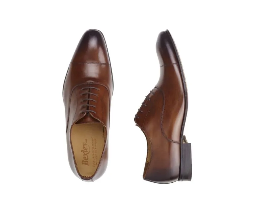 Patina Cognac Men&#039;s Oxford shoes - Leather outsole - BRISBURY