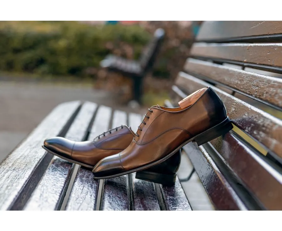 Patina Cognac Men&#039;s Oxford shoes - Leather outsole - BRISBURY