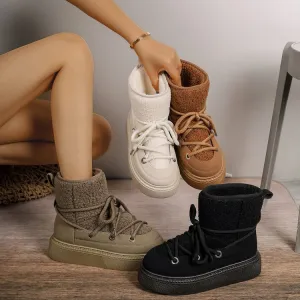 Plus Size Platform Cross Strap Snow Boots