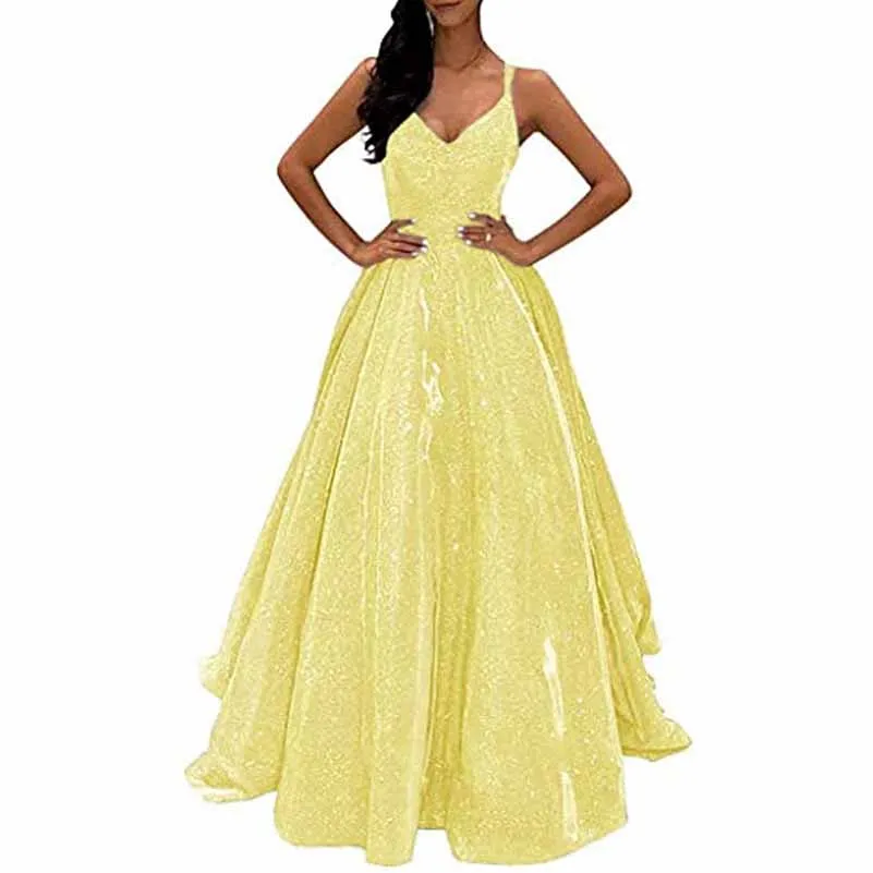 Prom Dresses Long A Line Formal Evening Ball Gowns Glitter Party Dress