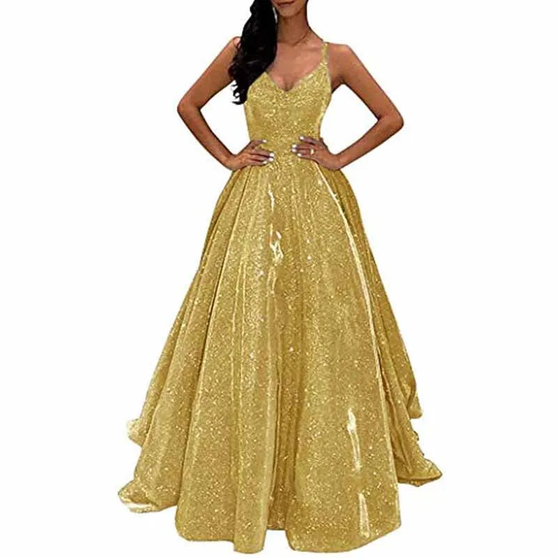 Prom Dresses Long A Line Formal Evening Ball Gowns Glitter Party Dress