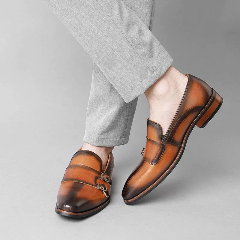 Refined Exotic Leather Monk Strap Party Loafers