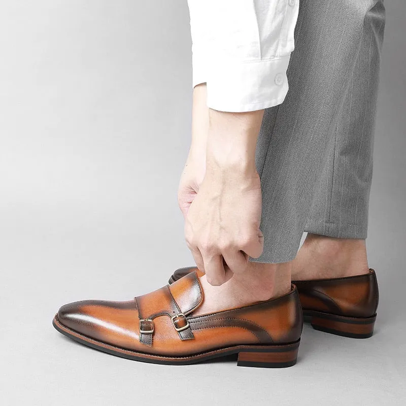 Refined Exotic Leather Monk Strap Party Loafers