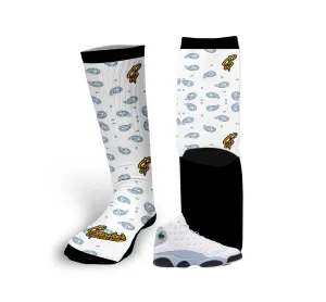 Retro 13 Blue Grey Paisley Socks