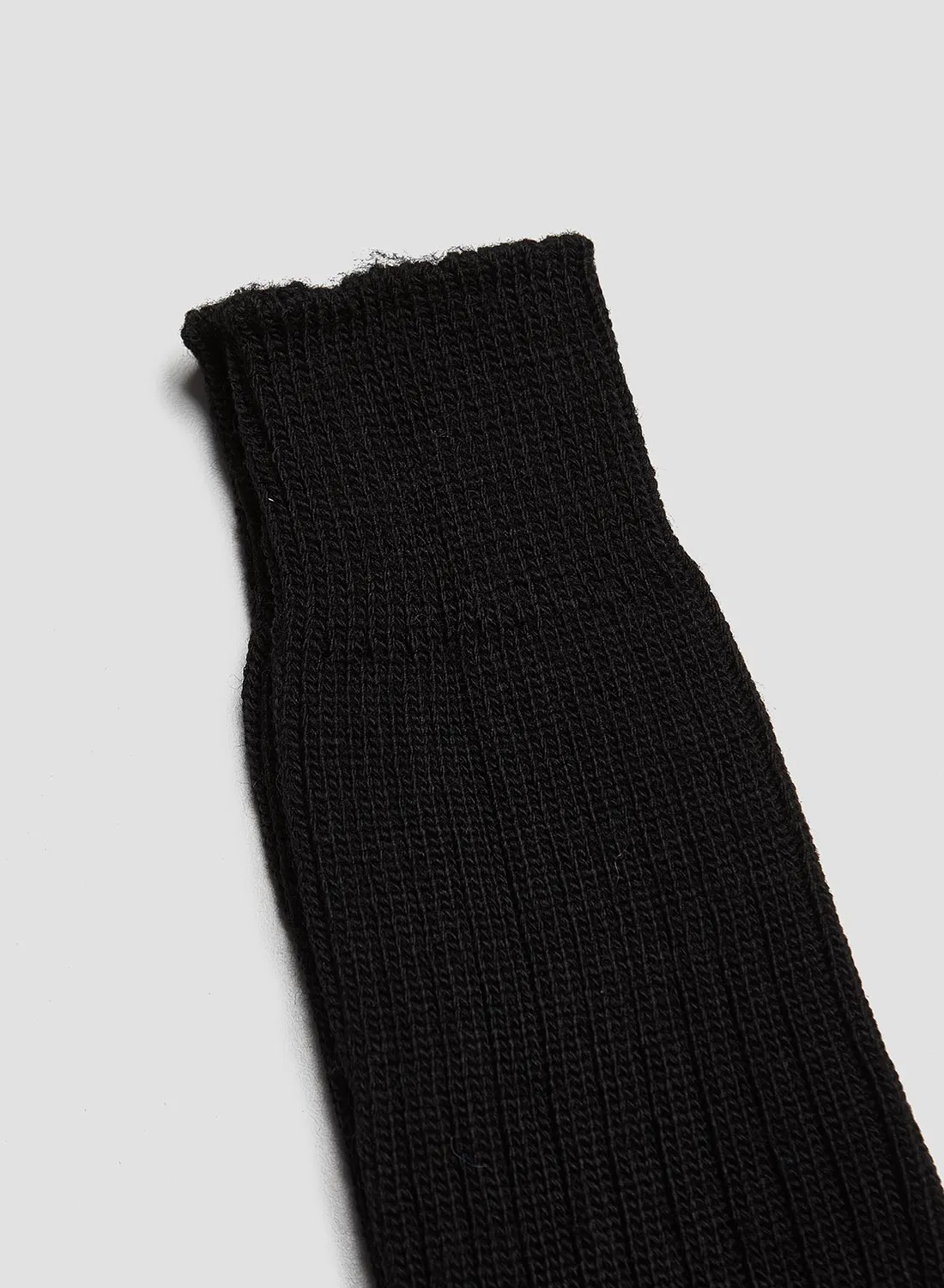 Ribbed Wool Crew Sock in Black