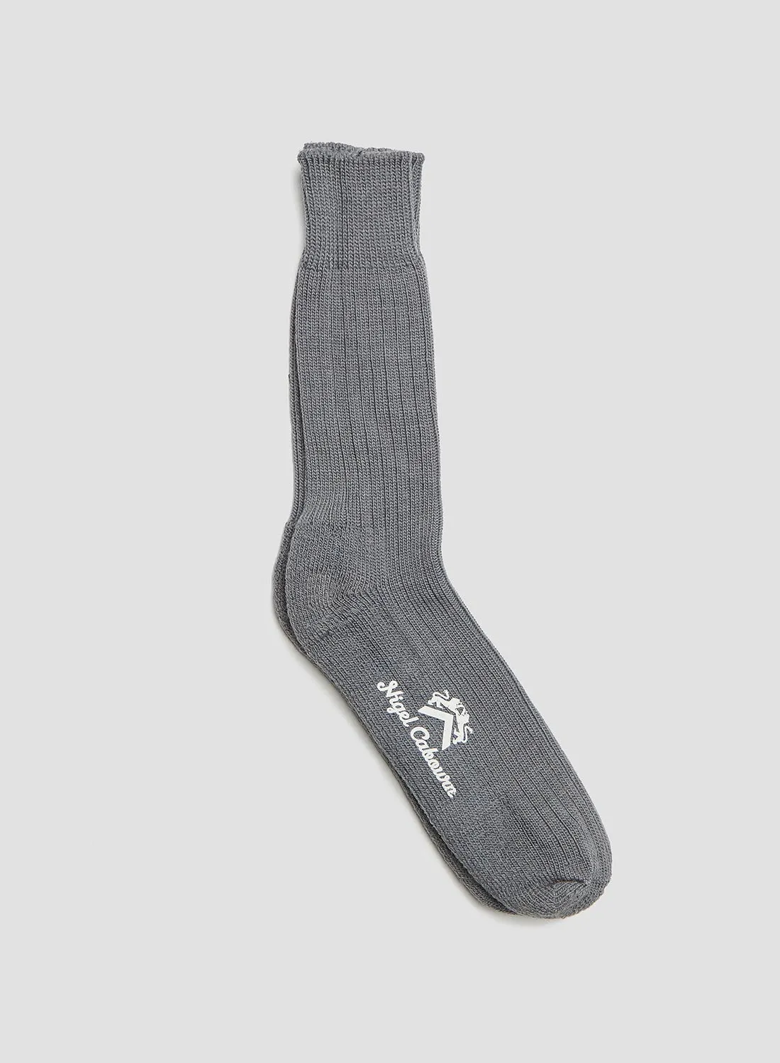 Ribbed Wool Crew Sock in Light Grey