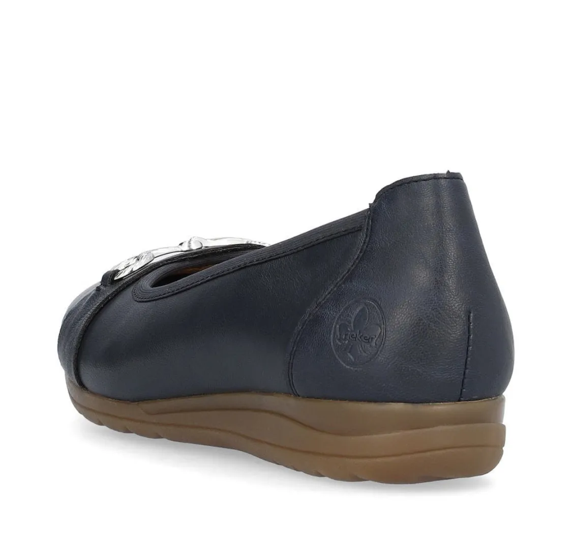 Rieker L9360-14 Navy Leather Ballet Pumps