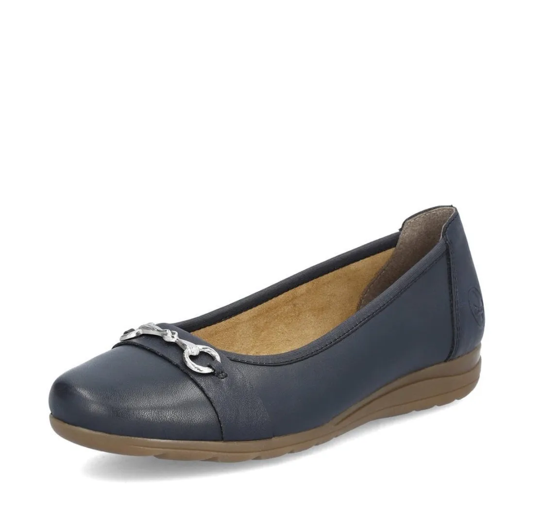 Rieker L9360-14 Navy Leather Ballet Pumps