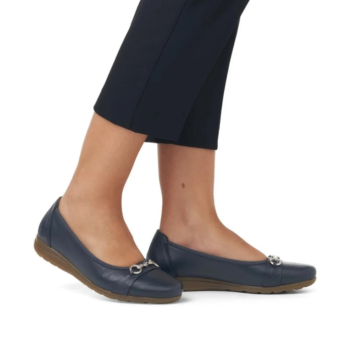 Rieker L9360-14 Navy Leather Ballet Pumps