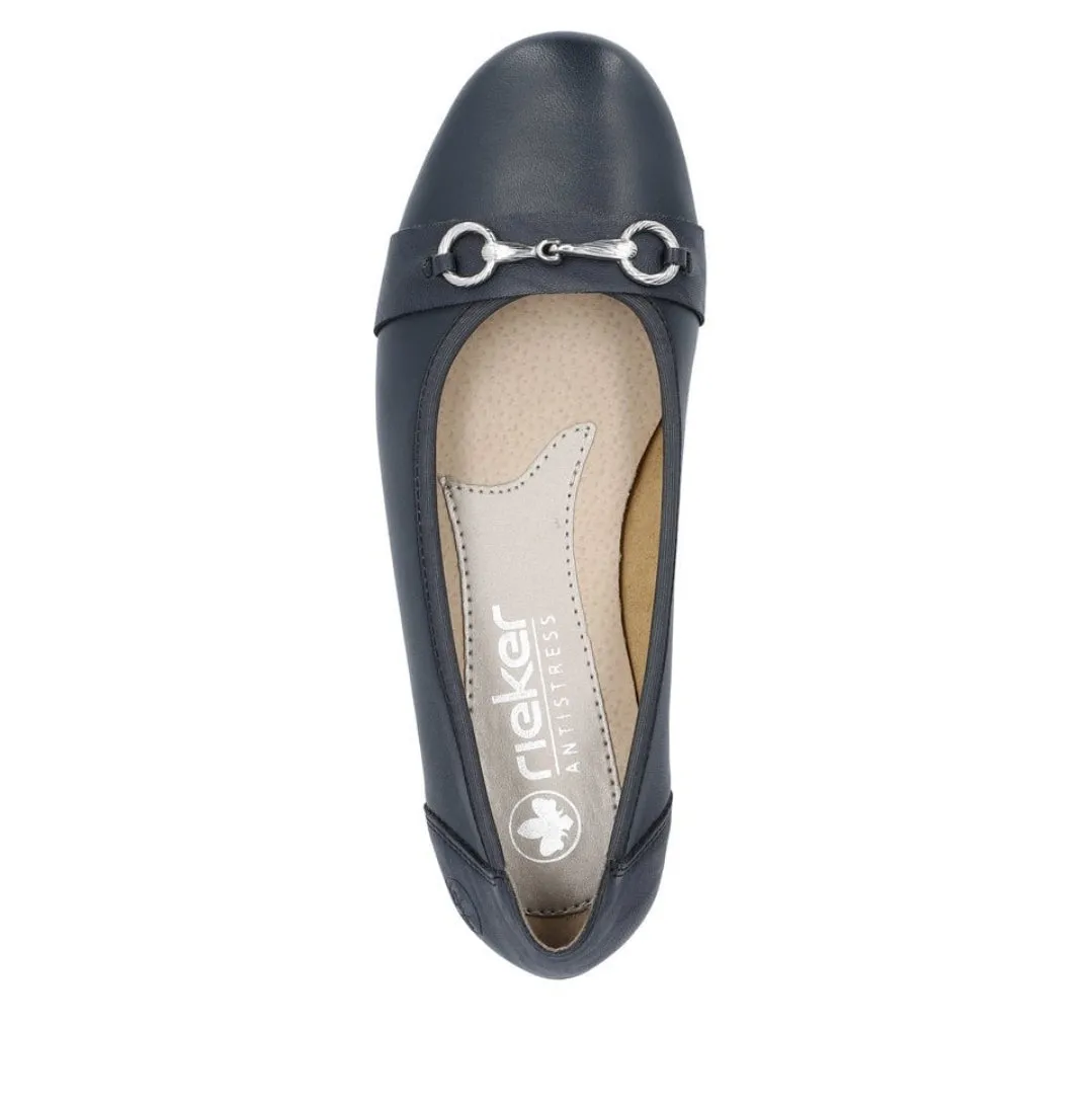 Rieker L9360-14 Navy Leather Ballet Pumps