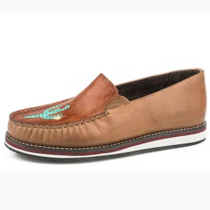 Roper Women's Tan Leather Cactus Slip On Moc