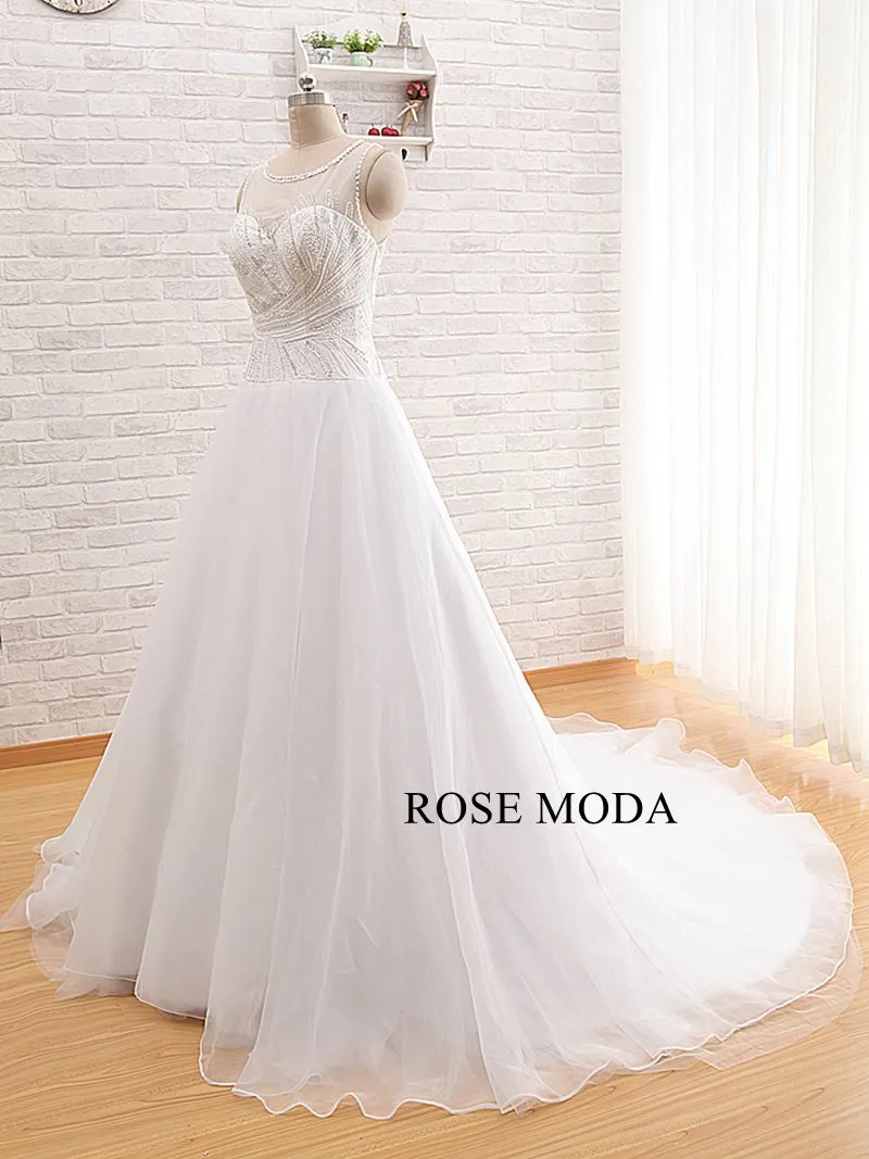 Rosemoda Bateau Neckline Beading A Line Wedding Dress