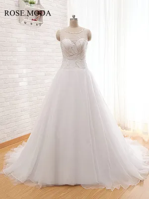 Rosemoda Bateau Neckline Beading A Line Wedding Dress