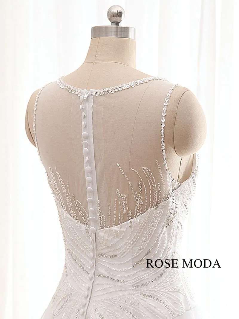 Rosemoda Bateau Neckline Beading A Line Wedding Dress