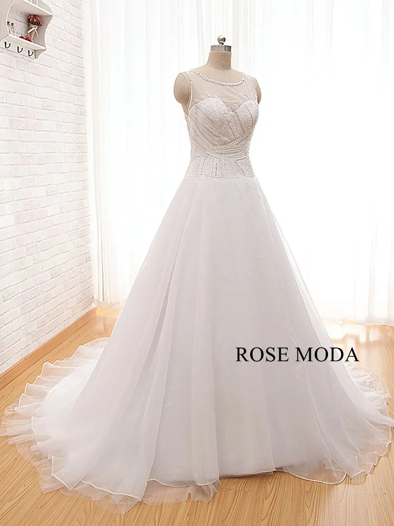 Rosemoda Bateau Neckline Beading A Line Wedding Dress