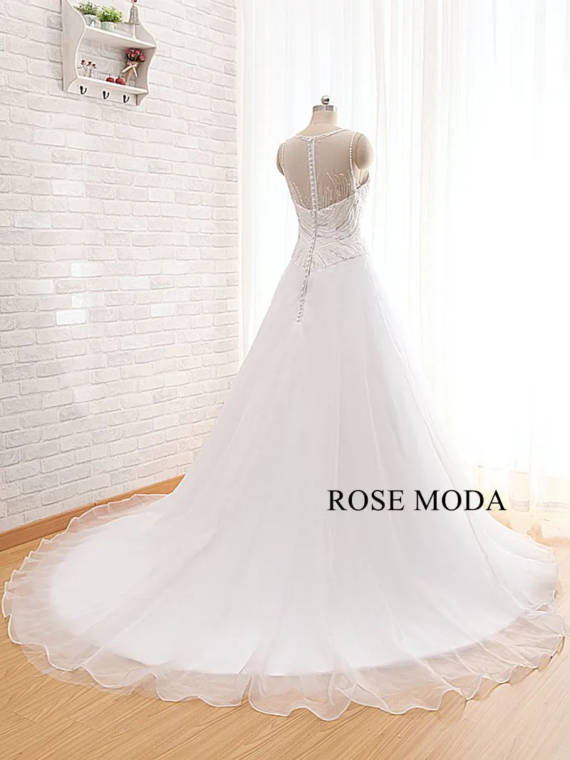 Rosemoda Bateau Neckline Beading A Line Wedding Dress