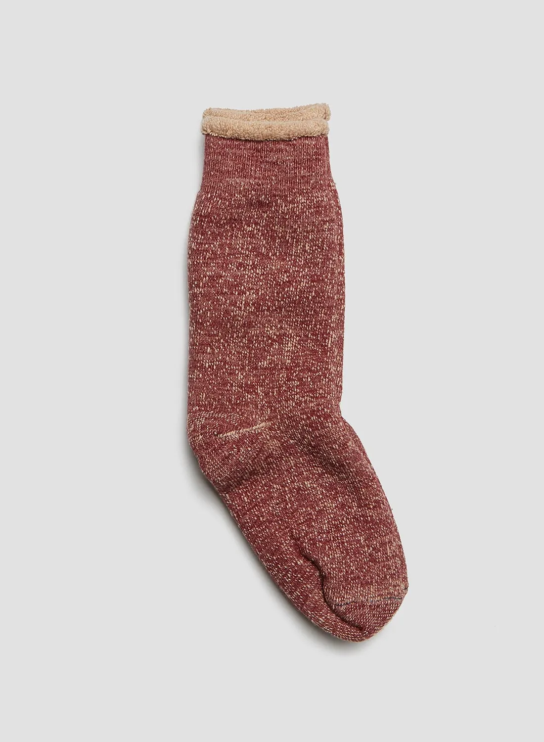 Rototo Double Face Crew Sock in Dark Red/Brown