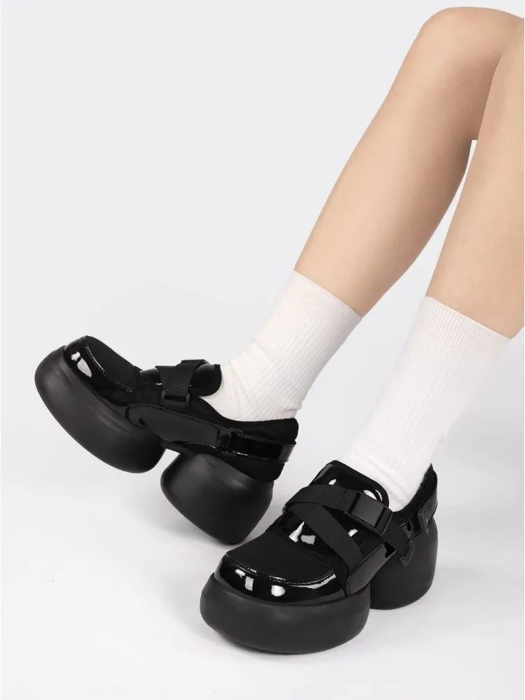 Round Toe Cross Belt Mesh Platform Shoes【s0000002307】