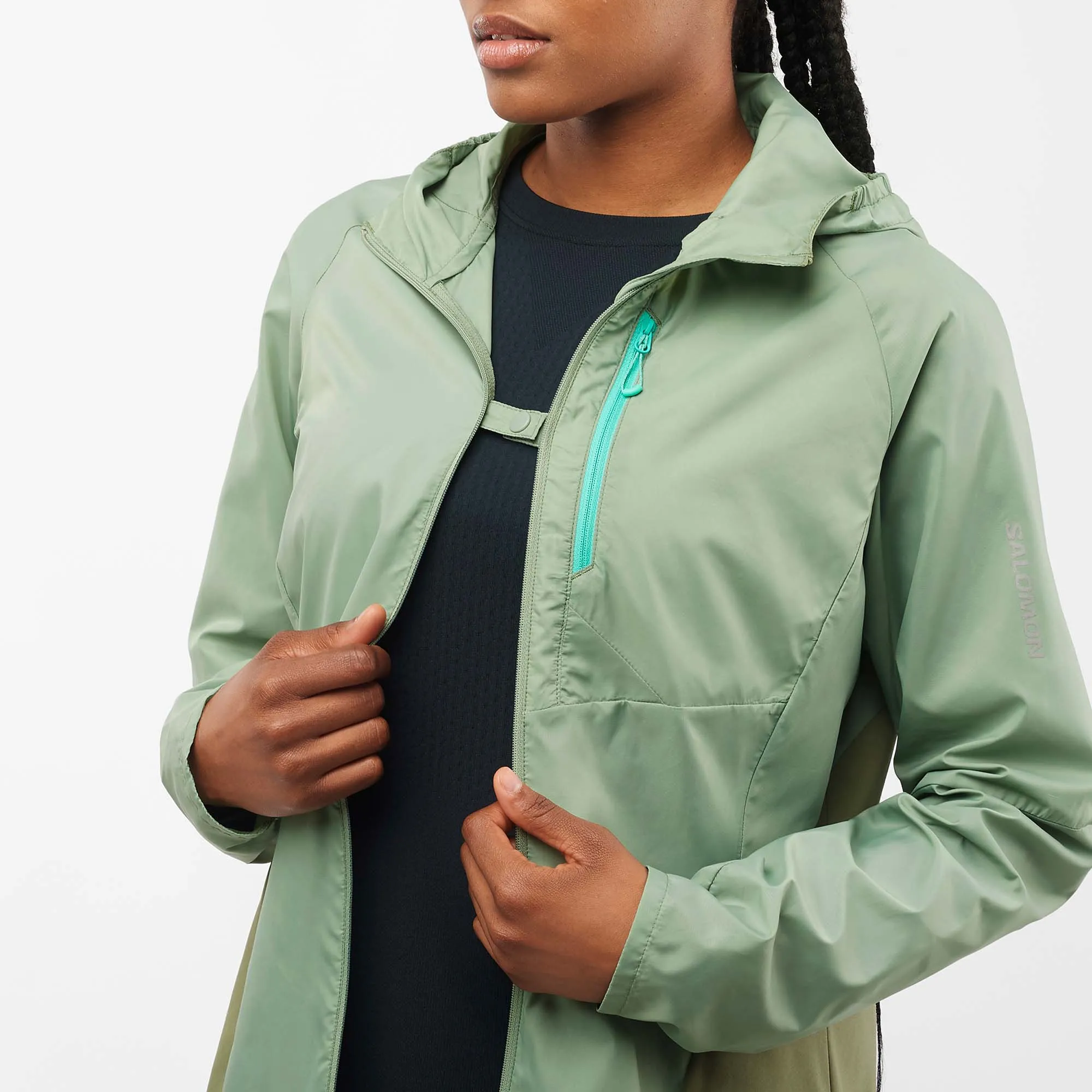 Salomon | Women's Bonatti Cross Wind Jacket - Lily Pad/Deep Lichen Green