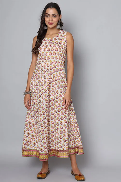 Shuddhi Yellow And Pink Double Dress