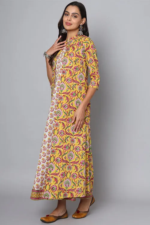 Shuddhi Yellow And Pink Double Dress