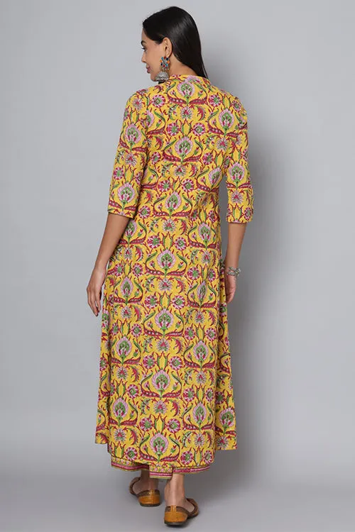 Shuddhi Yellow And Pink Double Dress